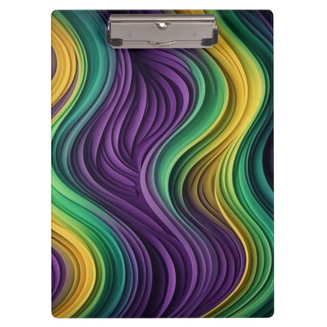 Colourful Mardi Gras wave patterned  Clipboard (Front)