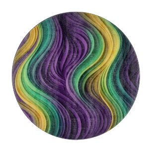 Colourful Mardi Gras wave patterned  Cutting Board
