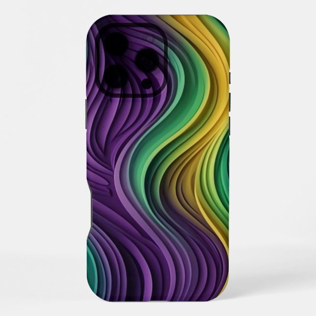Colourful Mardi Gras wave patterned  iPhone Case (Back)