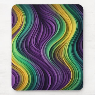 Colourful Mardi Gras wave patterned Mouse Pad