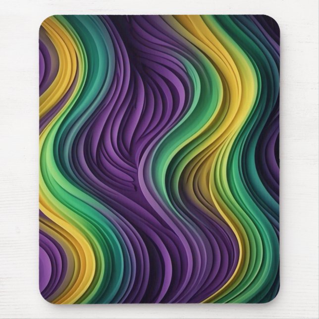 Colourful Mardi Gras wave patterned  Mouse Pad (Front)