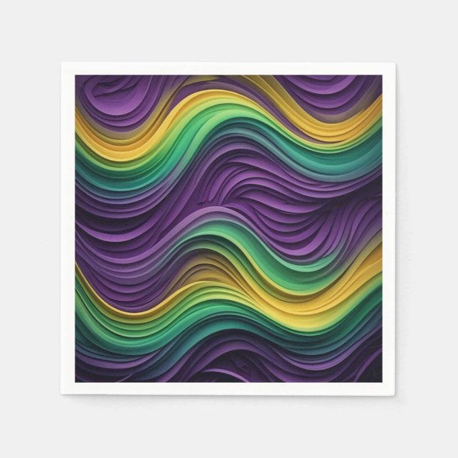 Colourful Mardi Gras wave patterned  Napkin (Front)