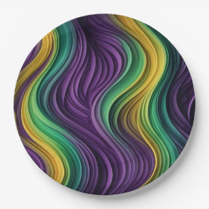 Colourful Mardi Gras wave patterned Paper Plate