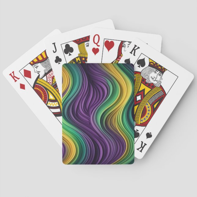 Colourful Mardi Gras wave patterned  Playing Cards (Back)