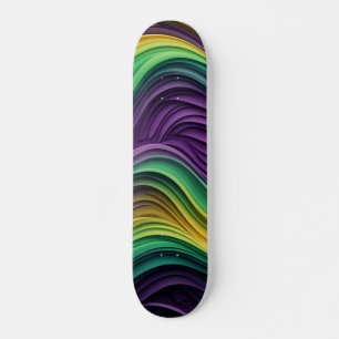 Colourful Mardi Gras wave patterned  Skateboard