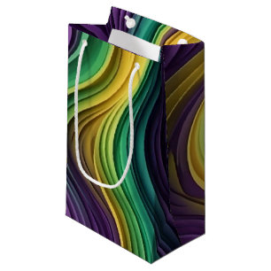 Colourful Mardi Gras wave patterned Small Gift Bag