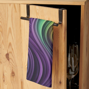 Colourful Mardi Gras wave patterned Tea Towel