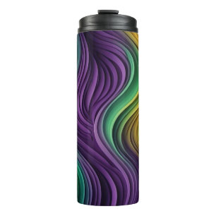 Colourful Mardi Gras wave patterned Thermal Tumbler