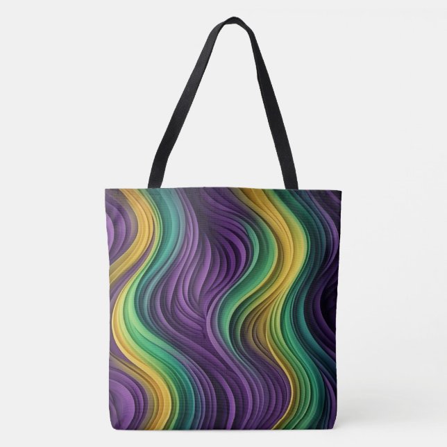 Colourful Mardi Gras wave patterned  Tote Bag (Front)