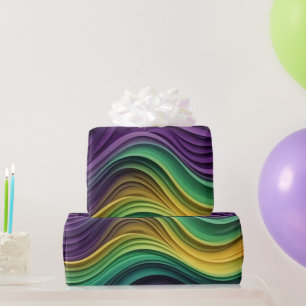Colourful Mardi Gras wave patterned  Wrapping Paper