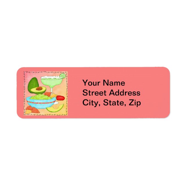 Colourful Margarita Guacamole Fun Celebrate Return Address Label (Front)