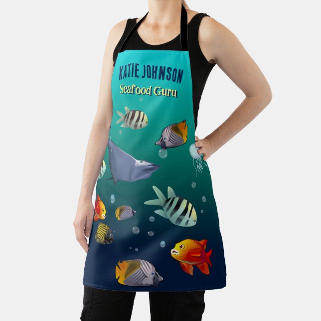 Colourful Marine Life Creatures Apron (Insitu)