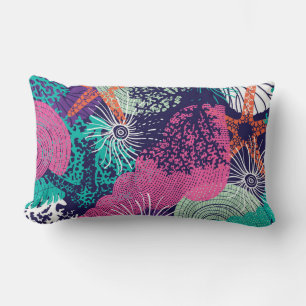 Colourful Marine Pattern Sea Life Starfish Seaweed Lumbar Cushion