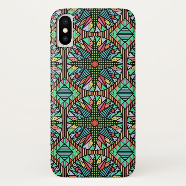 Colourful Mariner's Compass Quilt Pattern Case-Mate iPhone Case (Back)