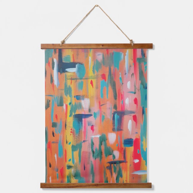 Colourful Mark Making Abstract Art  Hanging Tapestry (Front)
