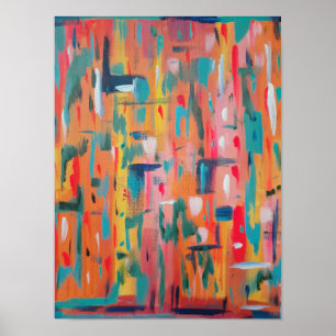 Colourful Mark Making Abstract Art  Poster