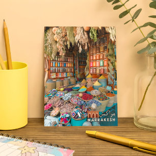 Colourful Marrakech Medina Spices Shop Postcard