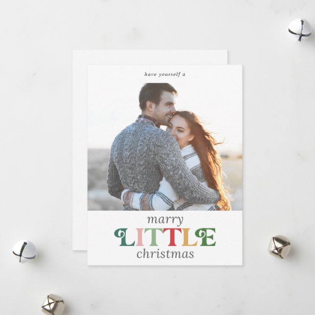 Colourful Marry Little Christmas Save the Date Holiday Card (Front/Back In Situ)