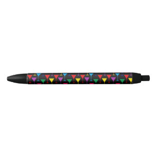 Colourful Martini Cocktail Pattern Black Ink Pen