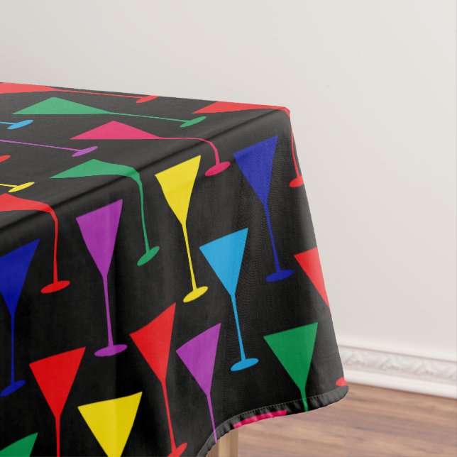 Colourful Martini Cocktail Pattern Tablecloth (In Situ)
