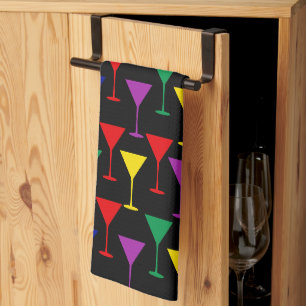 Colourful Martini Cocktail Pattern Tea Towel
