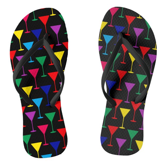 Colourful Martini Cocktail Pattern Thongs (Footbed)
