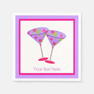 Colourful Martini Glasses Custom Paper Napkins