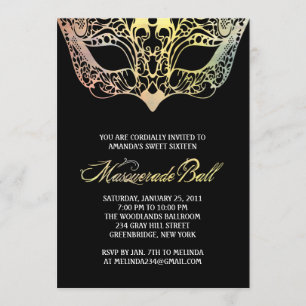 Colourful Mask Masquerade Invitations