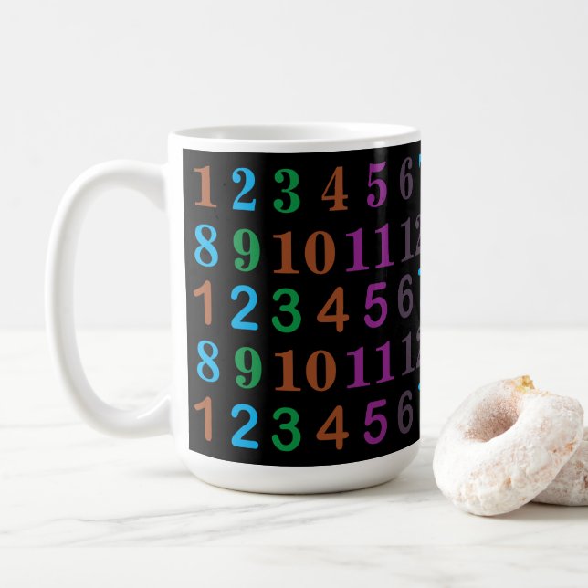 Colourful Math Numbers  Coffee Mug (With Donut)