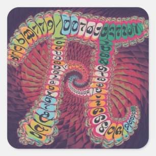 colourful math pi symbol square sticker