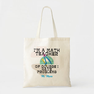 Colourful Math Teacher Canvas Tote Gift Bag