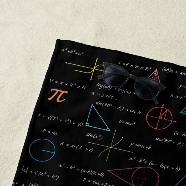 Colourful Mathematics Equations Math Formulas  Beach Towel (In Situ)