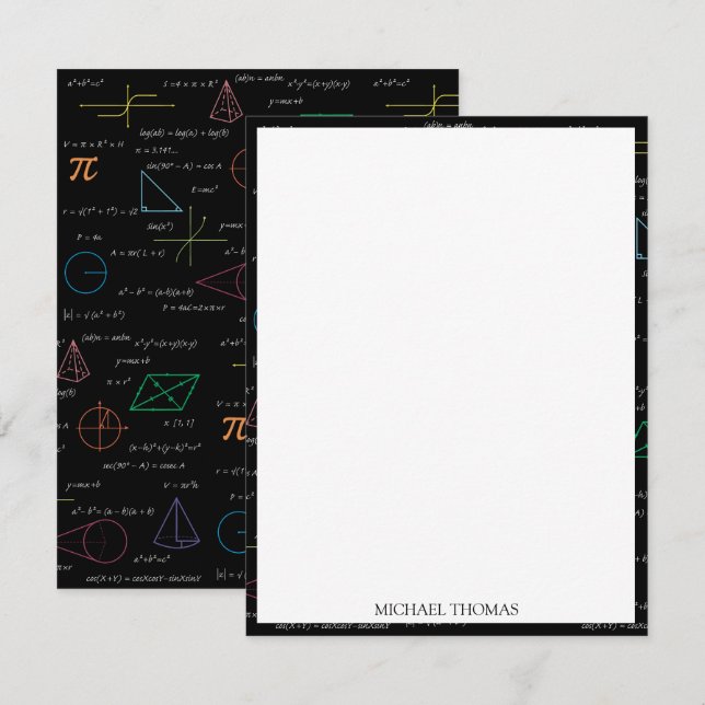 Colourful Mathematics Equations Math Formulas  Card (Front/Back)