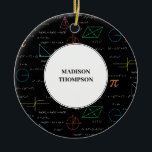 Colourful Mathematics Equations Math Formulas  Ceramic Ornament<br><div class="desc">A colourful mathematics equations and formulas pattern on a black background. An ideal design for math teachers,  mathematic enthusiasts,  scientists,  math students,  mathematics tutors,  arithmetic etc. A modern math pattern for back to school students and teachers etc.</div>