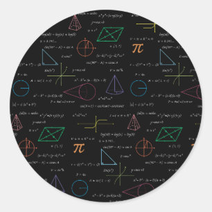 Colourful Mathematics Equations Math Formulas  Classic Round Sticker