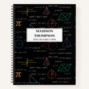 Colourful Mathematics Equations Math Formulas  Notebook