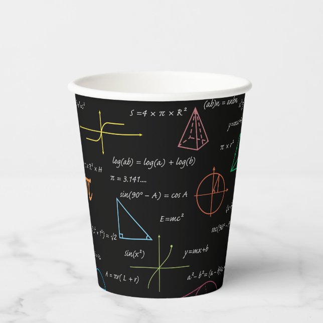 Colourful Mathematics Equations Math Formulas  Paper Cups (Front)