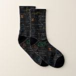 Colourful Mathematics Equations Math Formulas  Socks<br><div class="desc">A colourful mathematics equations and formulas pattern on a black background. An ideal design for math teachers,  mathematic enthusiasts,  scientists,  math students,  mathematics tutors,  arithmetic etc. A modern math pattern for back to school students and teachers etc.</div>