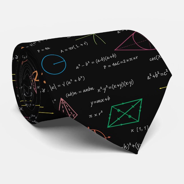 Colourful Mathematics Equations Math Formulas  Tie (Rolled)