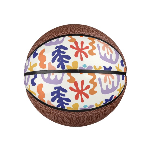 Colourful Matisse Pattern Abstract Botanical Shape Mini Basketball (Front)