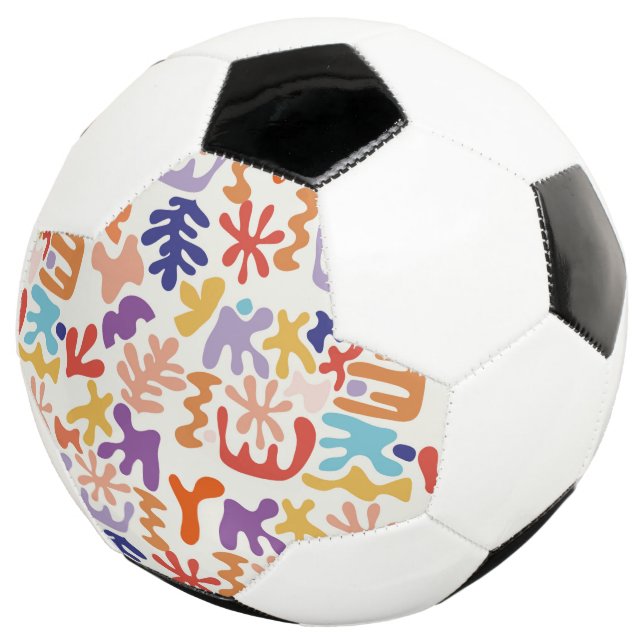 Colourful Matisse Pattern Abstract Botanical Shape Soccer Ball (Three Quarter)
