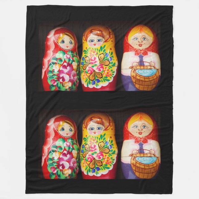 Colourful Matryoshka Dolls Fleece Blanket (Front)