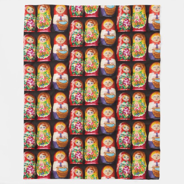 Colourful Matryoshka Dolls Fleece Blanket (Front)