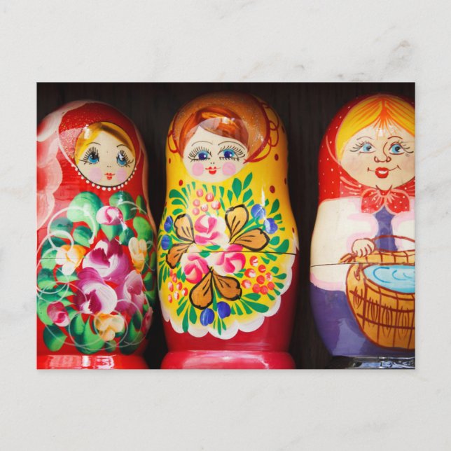 Colourful Matryoshka Dolls Postcard (Front)