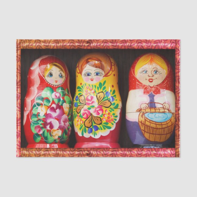 Colourful Matryoshka Dolls Tissue Paper (Front)