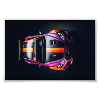 Colourful matte race car photo print