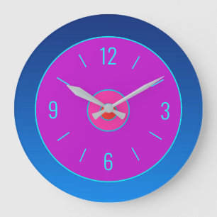 Colourful Mauve/Pink with Blue Border Wall Clock