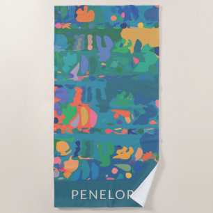 Colourful Maximalist Boho Abstract Personalised Beach Towel