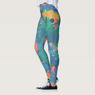 Colourful Maximalist Boho Abstract Shapes in Green Leggings