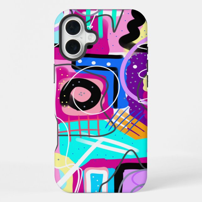 Colourful Maximalist Expressive Abstract  iPhone Case (Back)